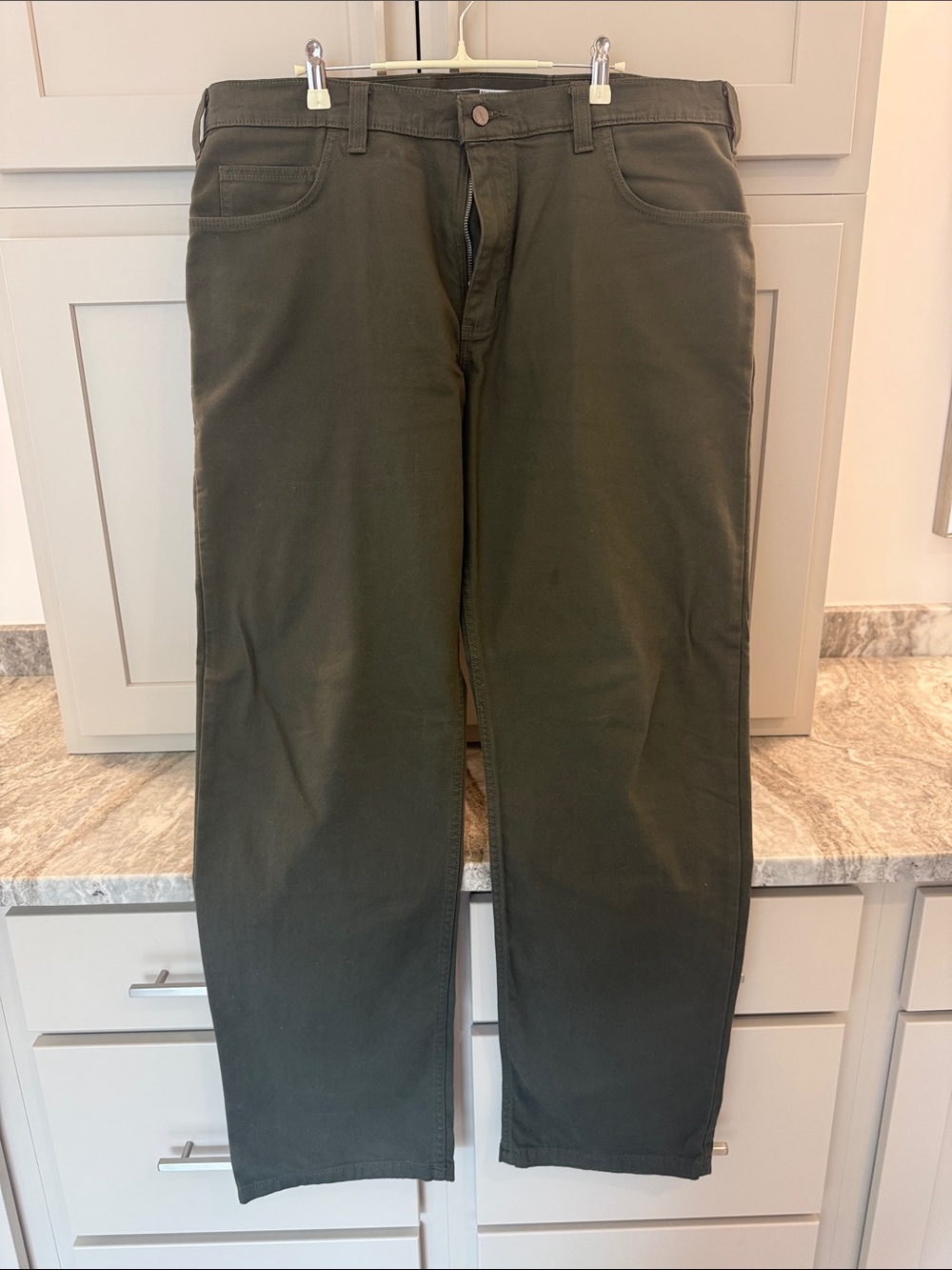 Carhartt Olive Green Relaxed Straight Work Pants Waist 38